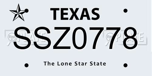 SSZ0778 Texas License Plate