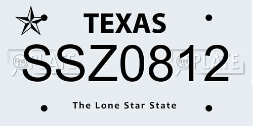 SSZ0812 Texas License Plate