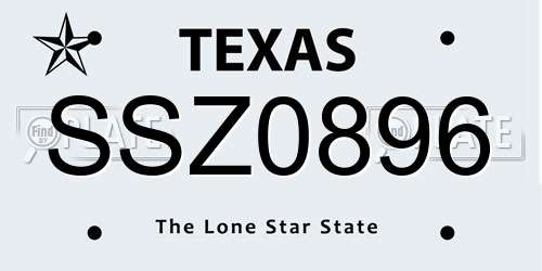 SSZ0896 Texas License Plate