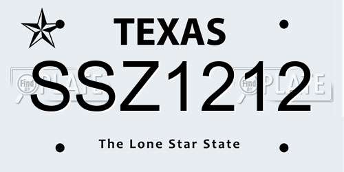 SSZ1212 Texas License Plate