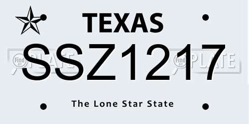 SSZ1217 Texas License Plate