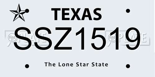 SSZ1519 Texas License Plate