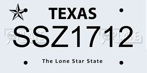 SSZ1712 Texas License Plate