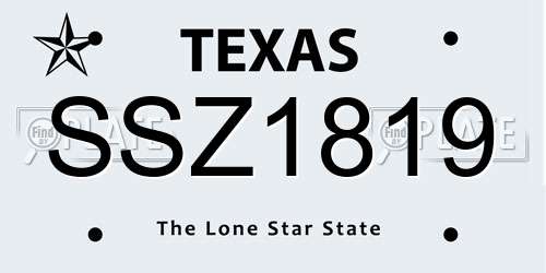 SSZ1819 Texas License Plate