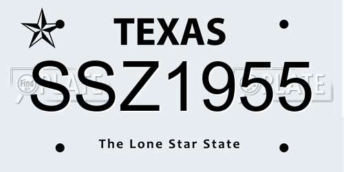 SSZ1955 Texas License Plate