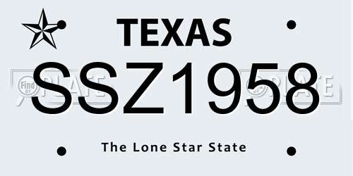 SSZ1958 Texas License Plate