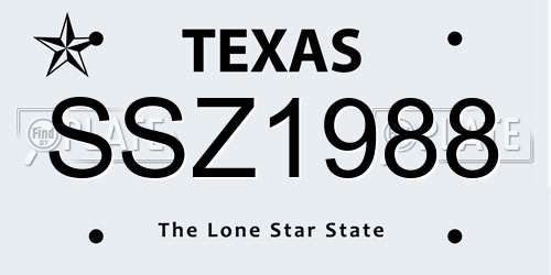 SSZ1988 Texas License Plate