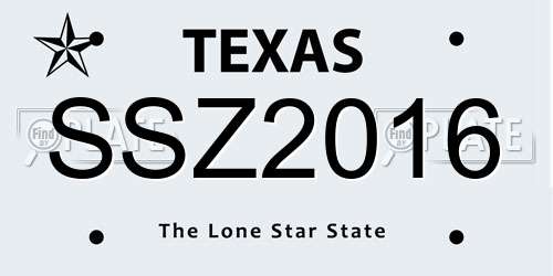SSZ2016 Texas License Plate