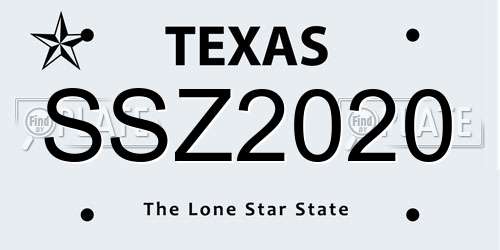 SSZ2020 Texas License Plate