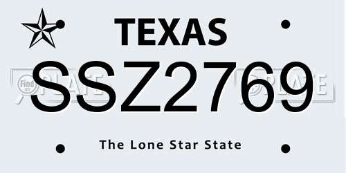 SSZ2769 Texas License Plate