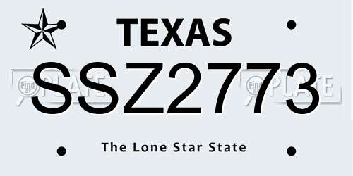SSZ2773 Texas License Plate