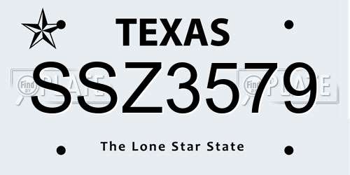 SSZ3579 Texas License Plate
