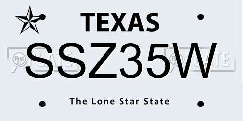 SSZ35W Texas License Plate