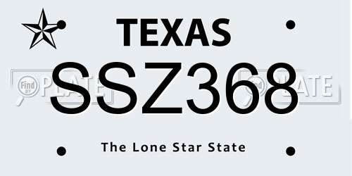 SSZ368 Texas License Plate