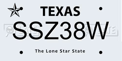 SSZ38W Texas License Plate