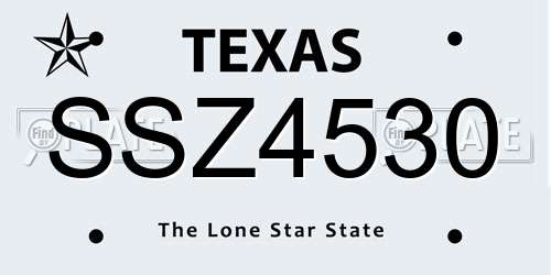 SSZ4530 Texas License Plate