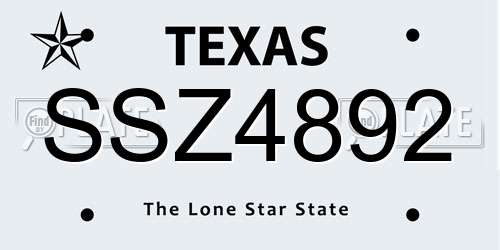 SSZ4892 Texas License Plate