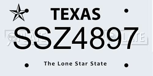 SSZ4897 Texas License Plate