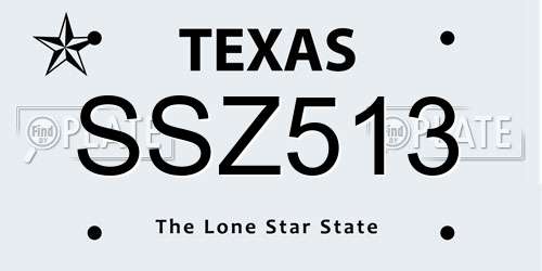SSZ513 Texas License Plate