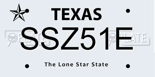 SSZ51E Texas License Plate