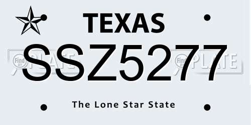 SSZ5277 Texas License Plate