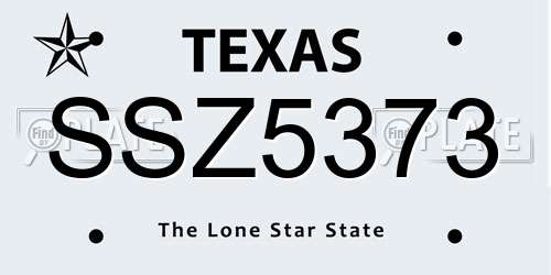 SSZ5373 Texas License Plate