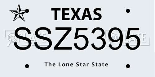 SSZ5395 Texas License Plate