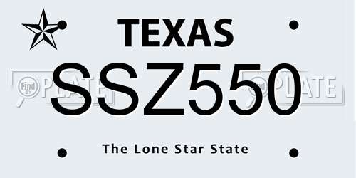 SSZ550 Texas License Plate