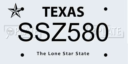 SSZ580 Texas License Plate