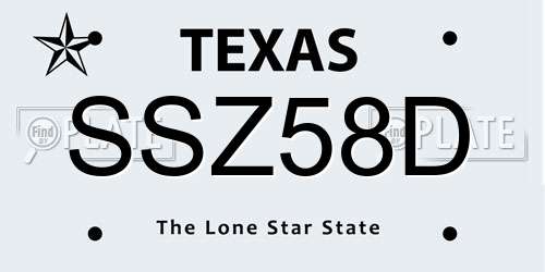 SSZ58D Texas License Plate