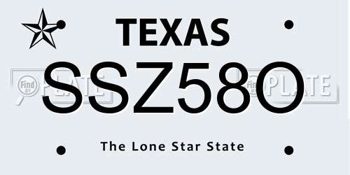 SSZ58O Texas License Plate