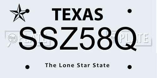 SSZ58Q Texas License Plate