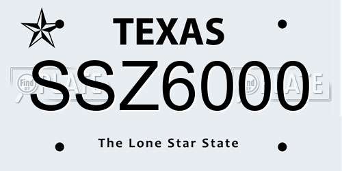 SSZ6000 Texas License Plate