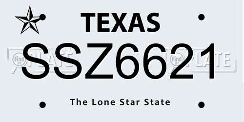 SSZ6621 Texas License Plate