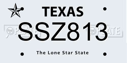 SSZ813 Texas License Plate