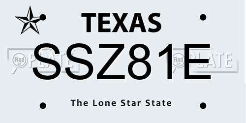 SSZ81E Texas License Plate