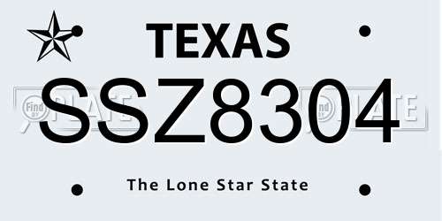 SSZ8304 Texas License Plate