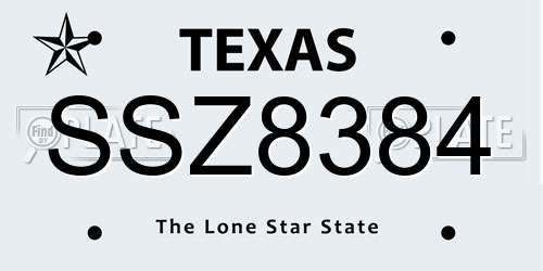 SSZ8384 Texas License Plate