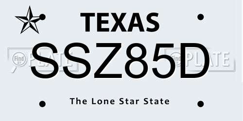 SSZ85D Texas License Plate