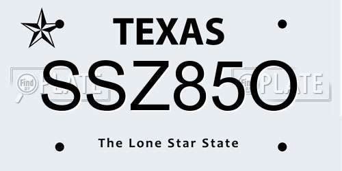 SSZ85O Texas License Plate