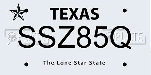SSZ85Q Texas License Plate