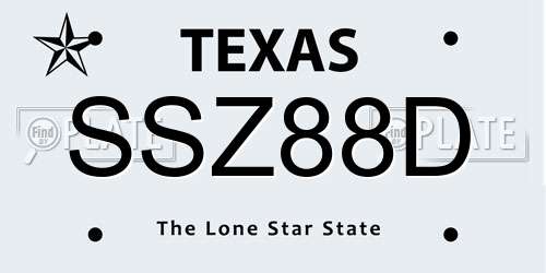 SSZ88D Texas License Plate
