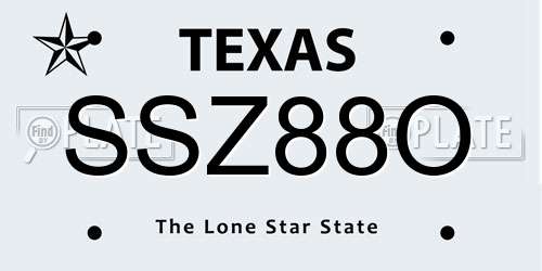 SSZ88O Texas License Plate