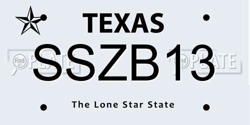 SSZB13 Texas License Plate