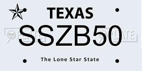 SSZB50 Texas License Plate