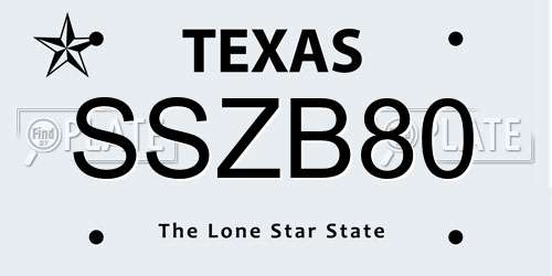 SSZB80 Texas License Plate