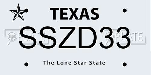 SSZD33 Texas License Plate