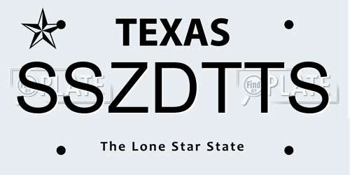 SSZDTTS Texas License Plate