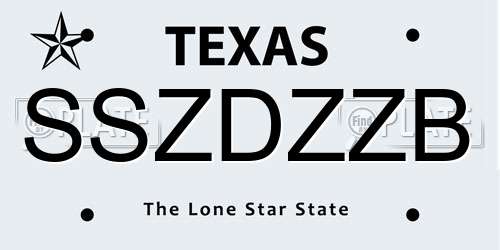 SSZDZZB Texas License Plate