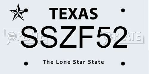 SSZF52 Texas License Plate